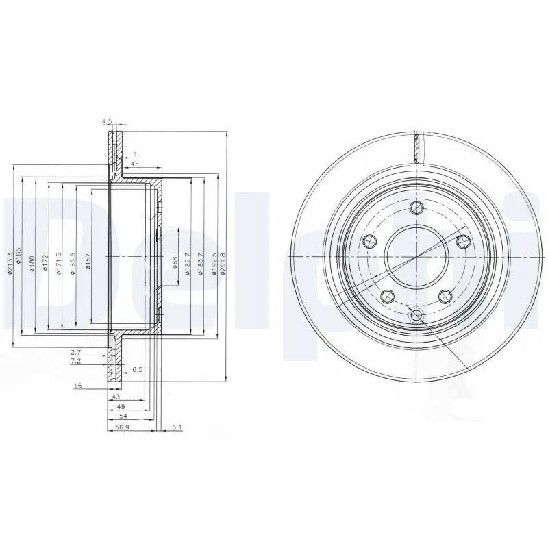 Delphi BG3765C Диск тормозной задний NISSAN