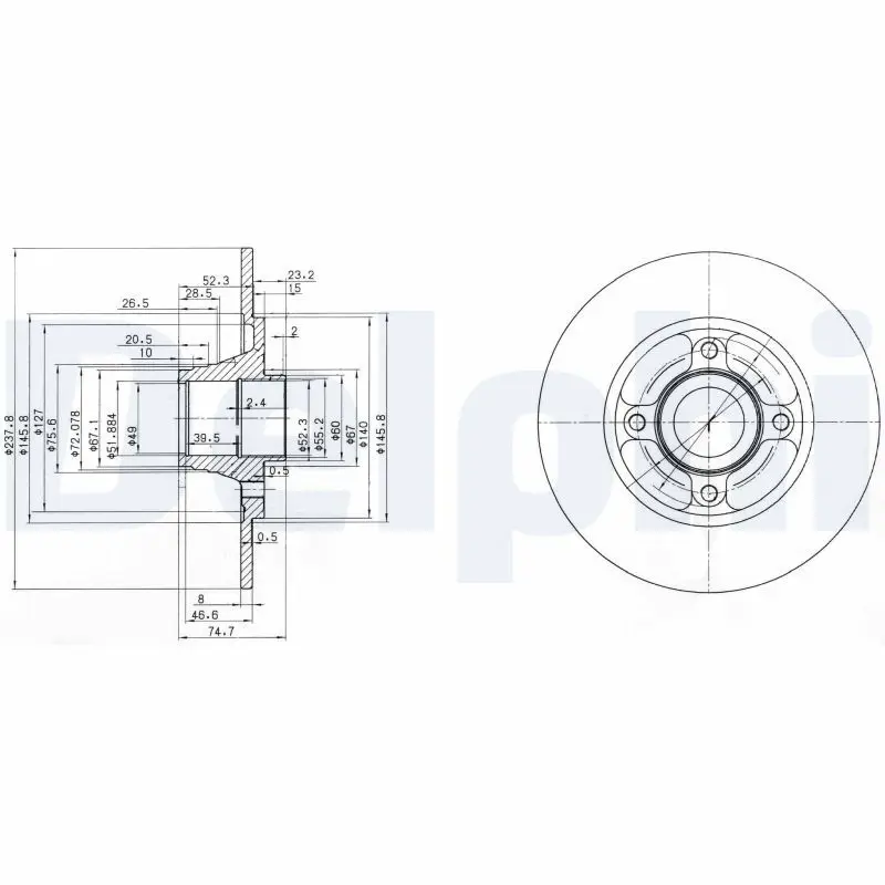 DELPHI BG3360 Тормозной диск