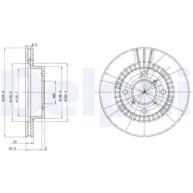 DELPHI BG3160 Тормозной диск