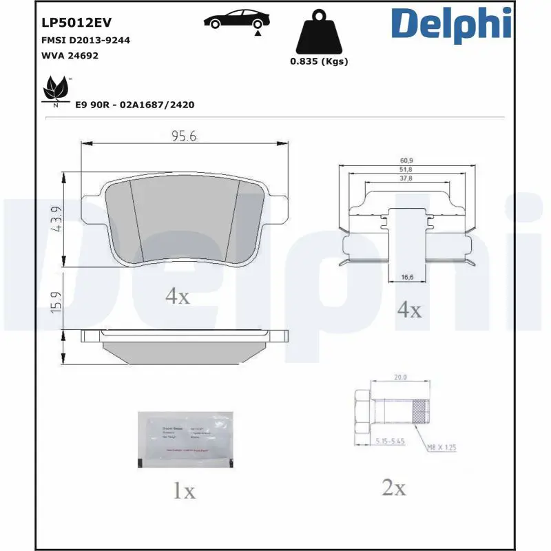 LP5012EV Комплект тормозных колодок,