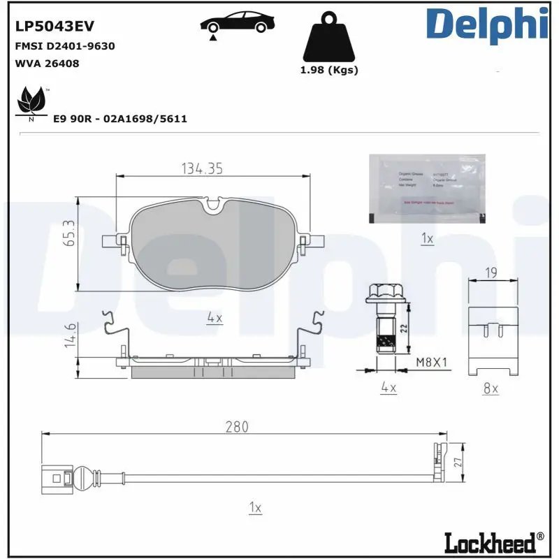 LP5043EV Комплект тормозных колодок,