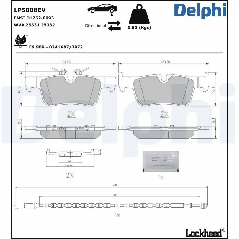 LP5008EV Комплект тормозных колодок,
