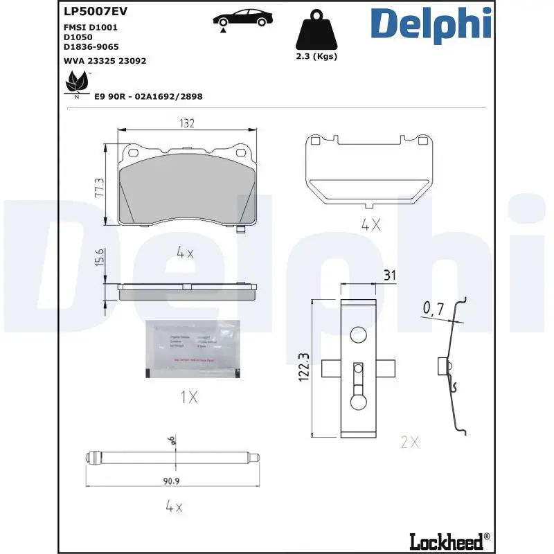 LP5007EV Комплект тормозных колодок,