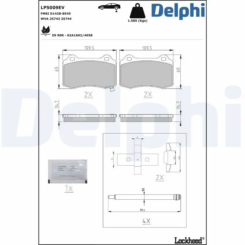LP5009EV Комплект тормозных колодок,