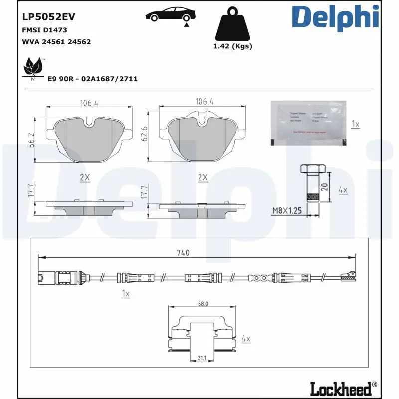 LP5052EV Комплект тормозных колодок,