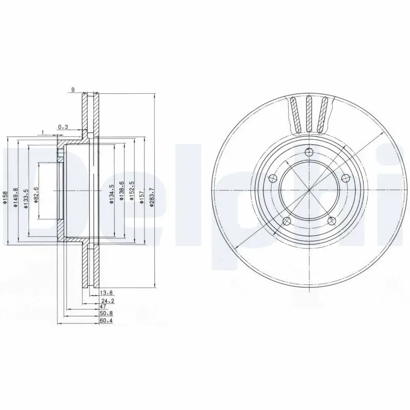 DELPHI BG2507 Тормозной диск