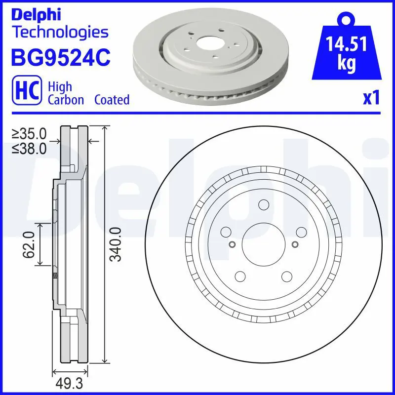DELPHI BG9524C Тормозной диск