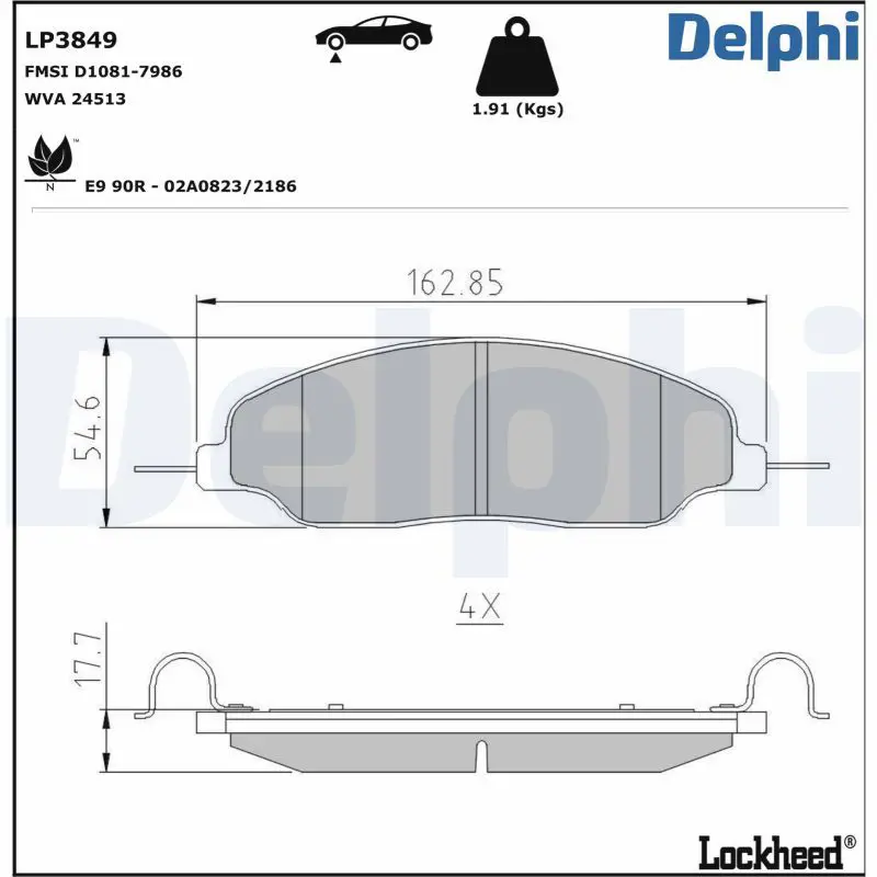 DELPHI LP3849 Комплект тормозных колодок,