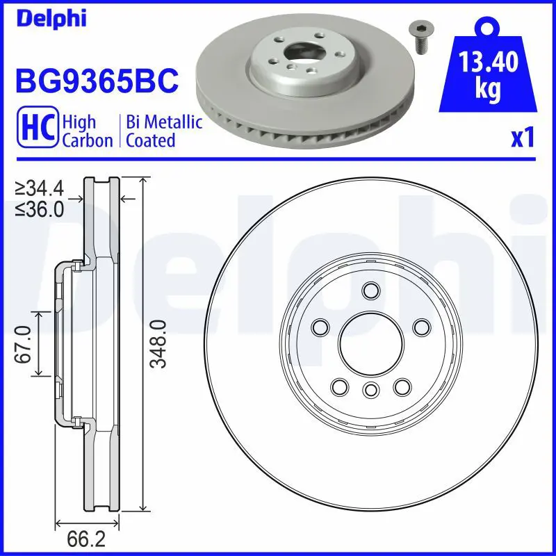 DELPHI BG9365BC Тормозной диск