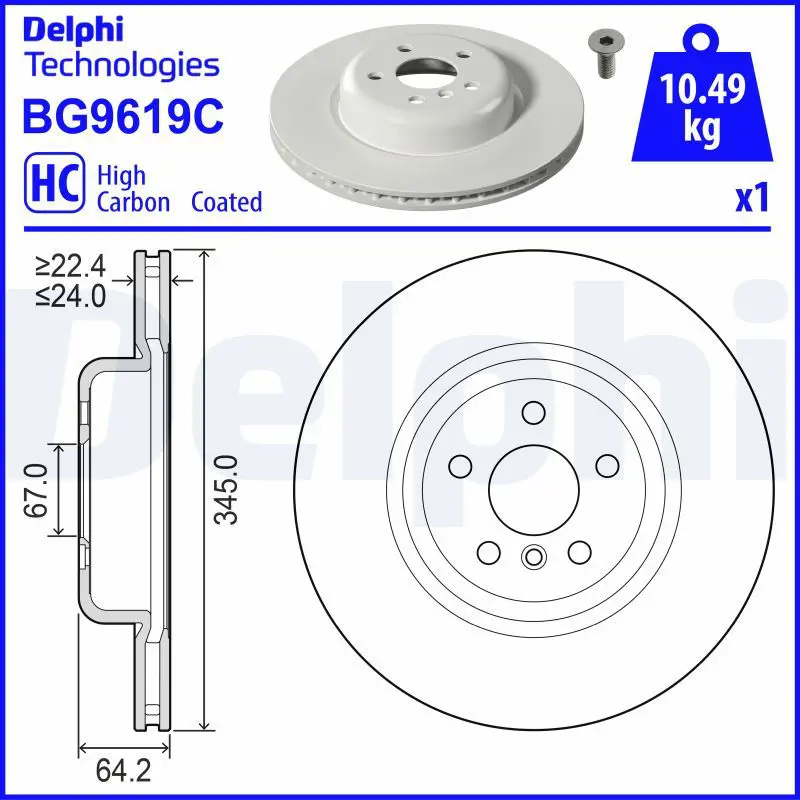 DELPHI BG9619C Тормозной диск