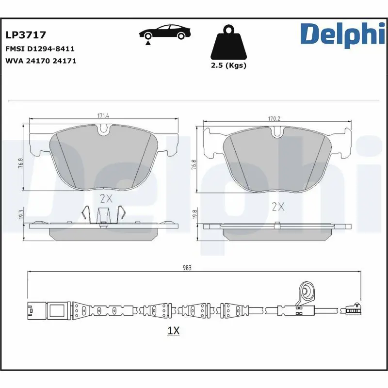 DELPHI LP3717 Комплект тормозных колодок,