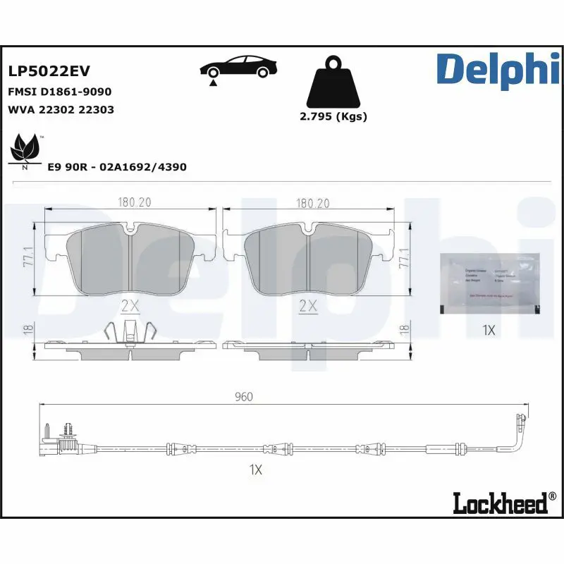 LP5022EV Комплект тормозных колодок,