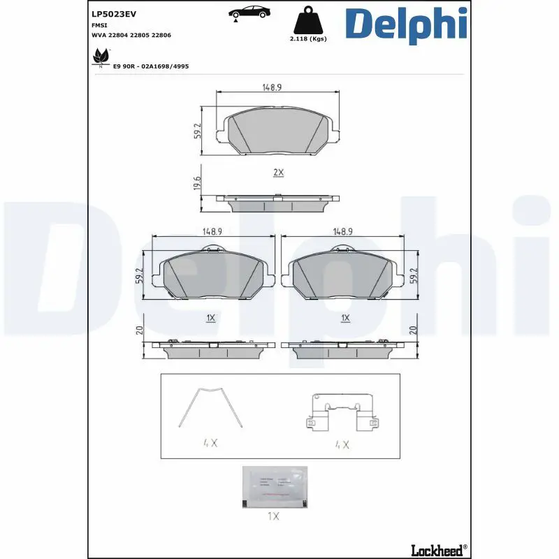 LP5023EV Комплект тормозных колодок,