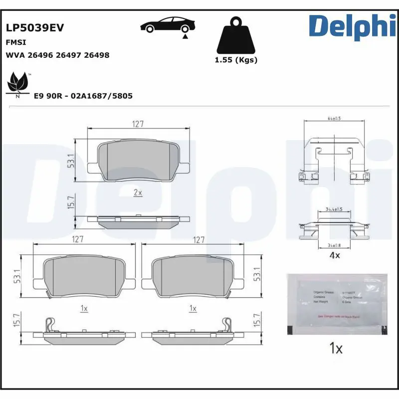 LP5039EV Комплект тормозных колодок,