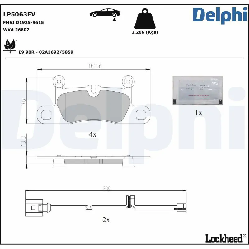 DELPHI LP5063EV Комплект тормозных колодок,