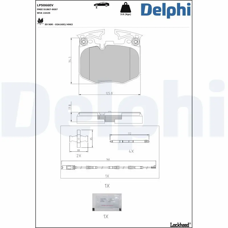 DELPHI LP5066EV Комплект тормозных колодок,