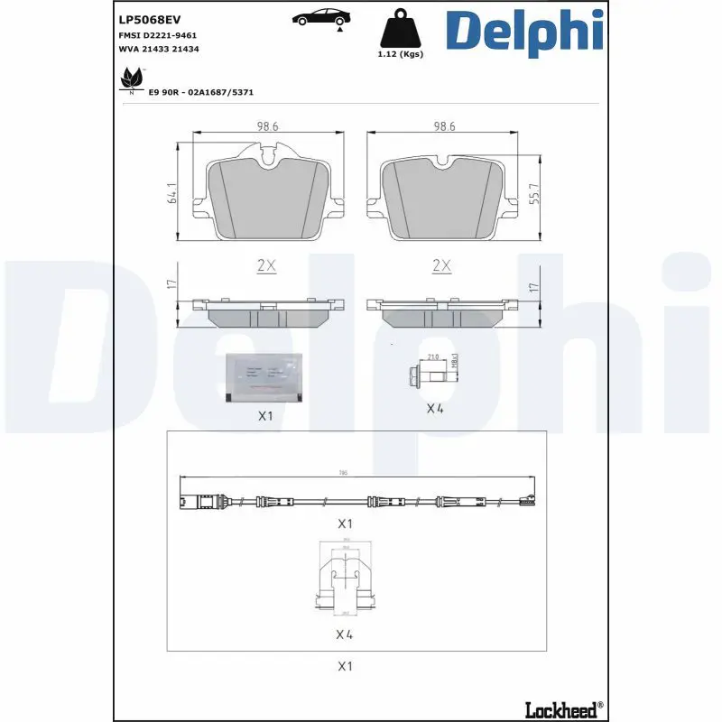 DELPHI LP5068EV Комплект тормозных колодок,