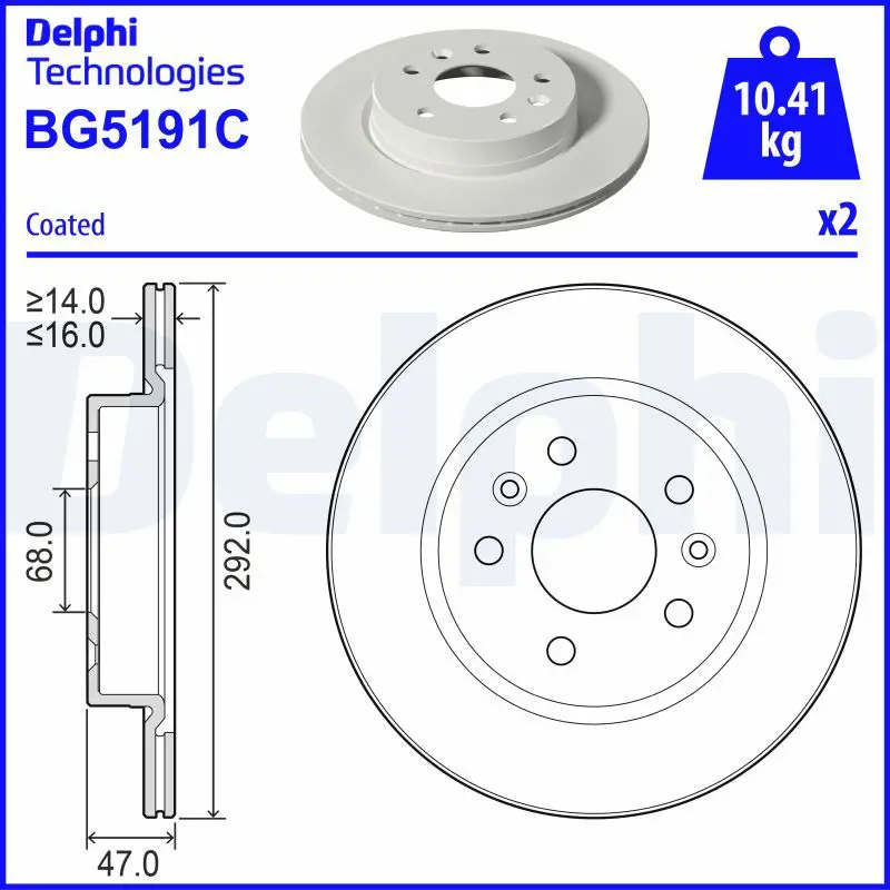 DELPHI BG5191C Тормозной диск
