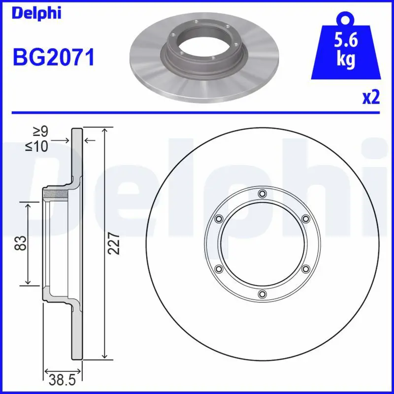 DELPHI BG2071 Тормозной диск