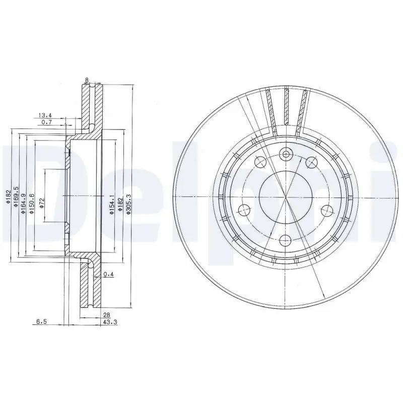 DELPHI BG3768 Тормозной диск