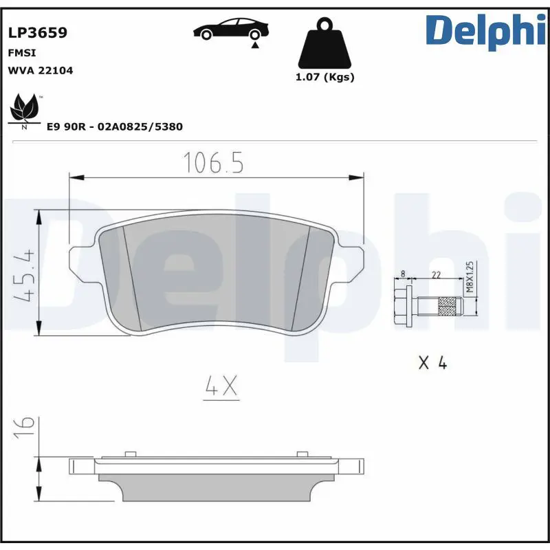 DELPHI LP3659 Комплект тормозных колодок,
