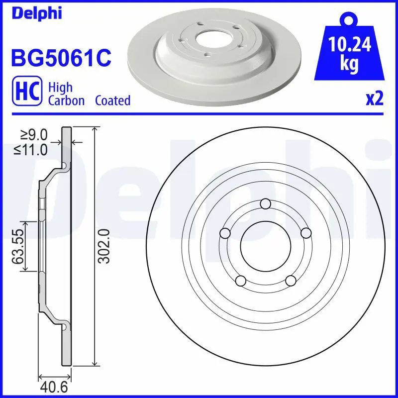 DELPHI BG5061C Тормозной диск