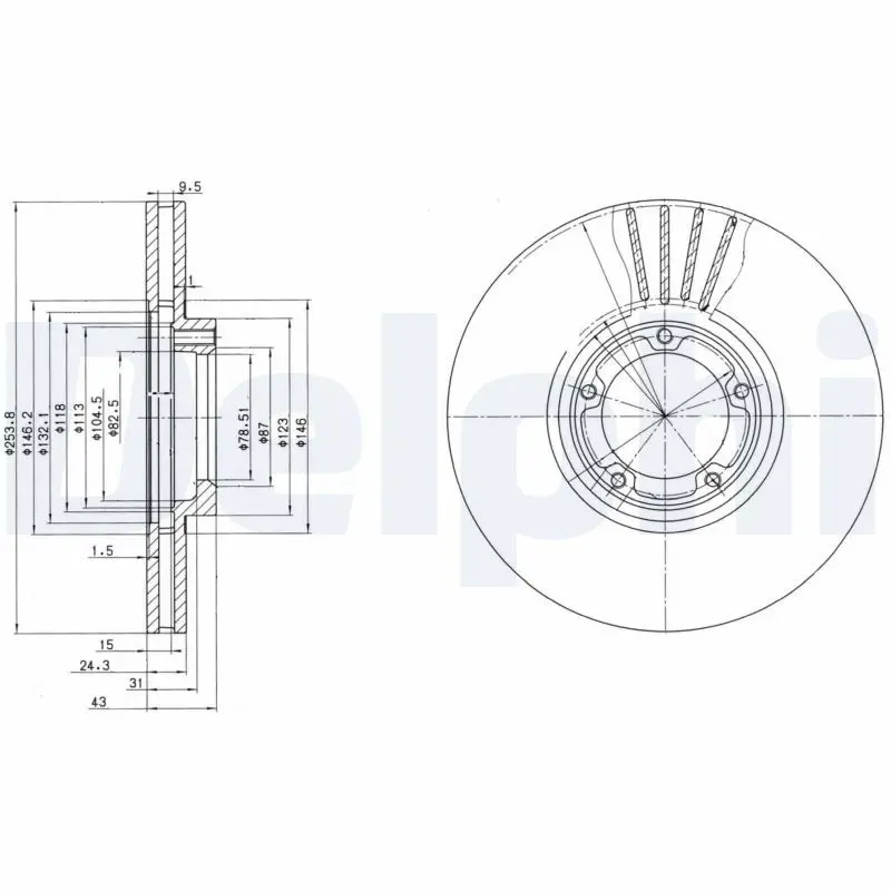 DELPHI BG3365 Тормозной диск