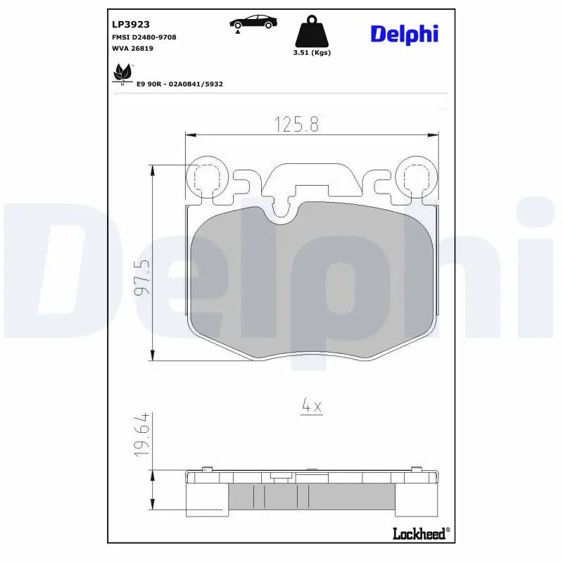 DELPHI LP3923 Комплект тормозных колодок,