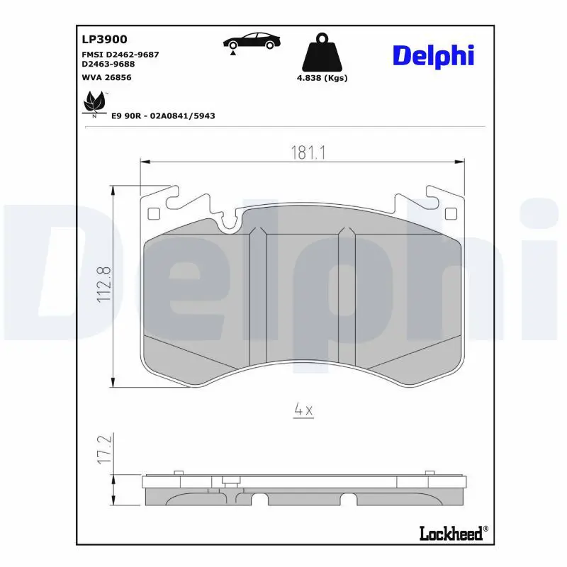 LP3900 Комплект тормозных колодок,