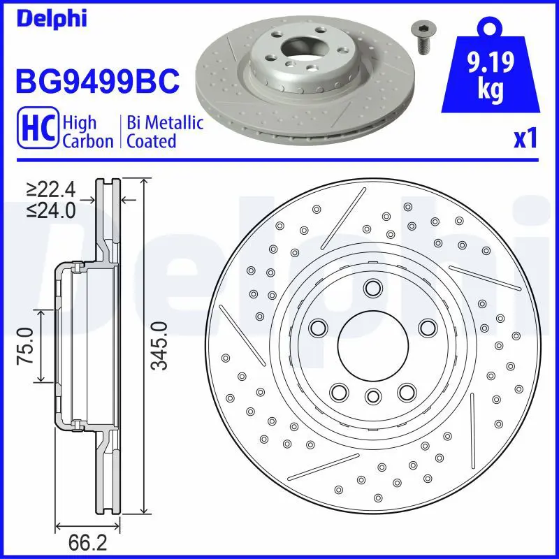 DELPHI BG9499BC Тормозной диск