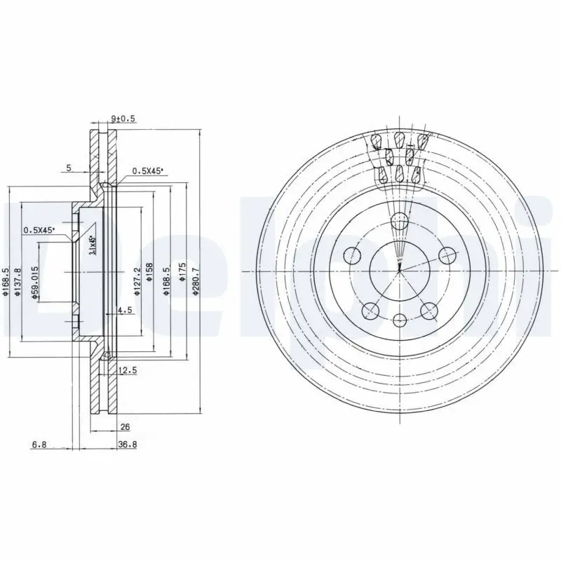 DELPHI BG2844 Тормозной диск