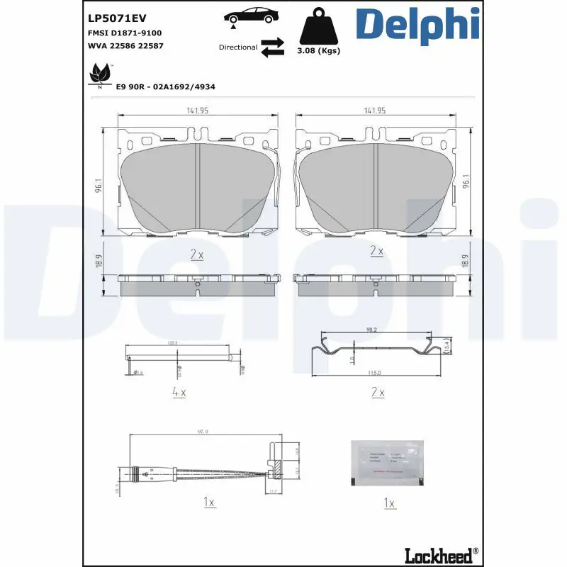 DELPHI LP5071EV Комплект тормозных колодок,