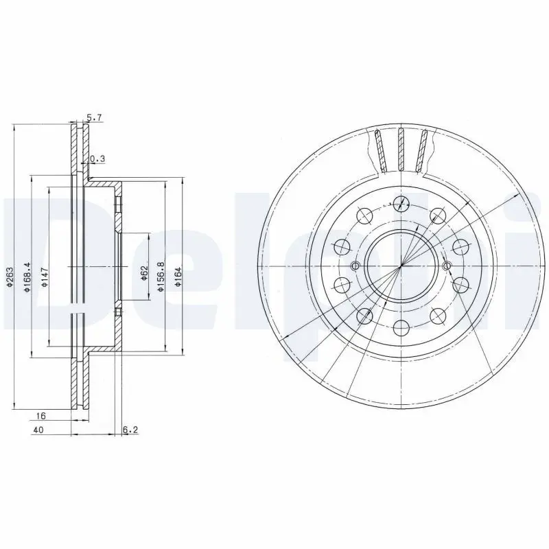 DELPHI BG3268 Тормозной диск