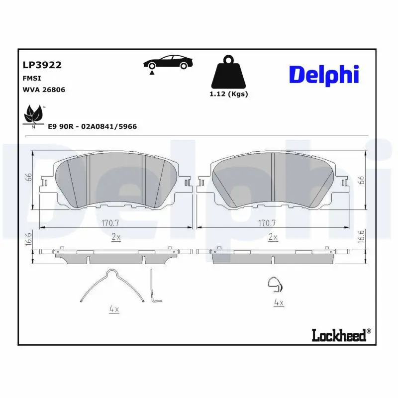 LP3922 Комплект тормозных колодок,