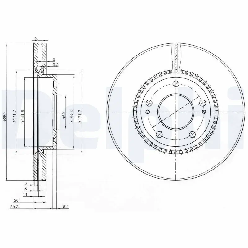 Delphi BG3861C Тормозной диск