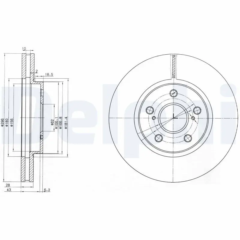DELPHI BG3735 Тормозной диск