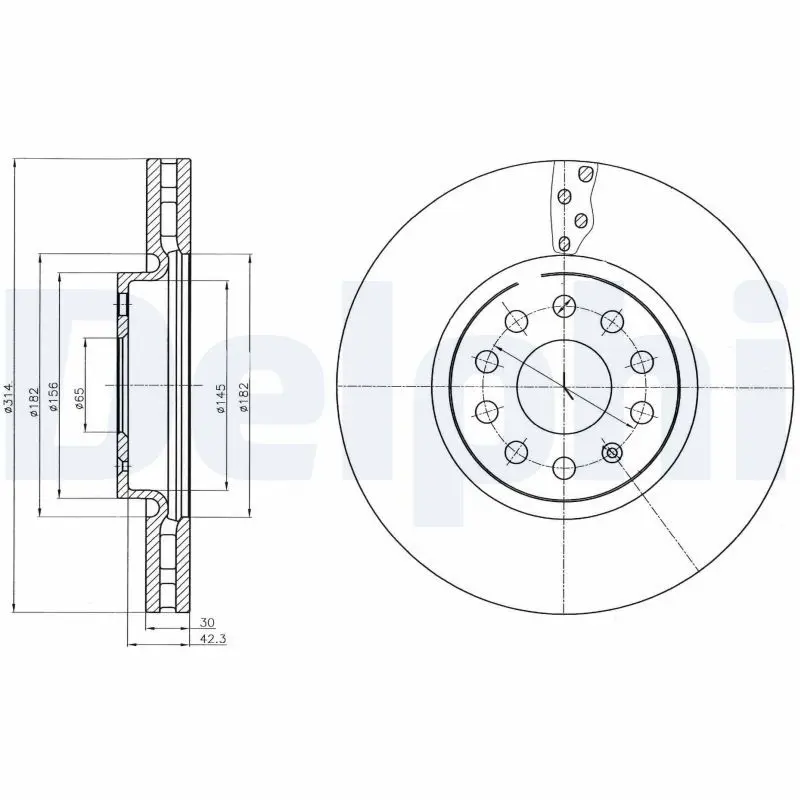 Delphi BG4330C Диск тормозной SKODA KODIAQ/VW