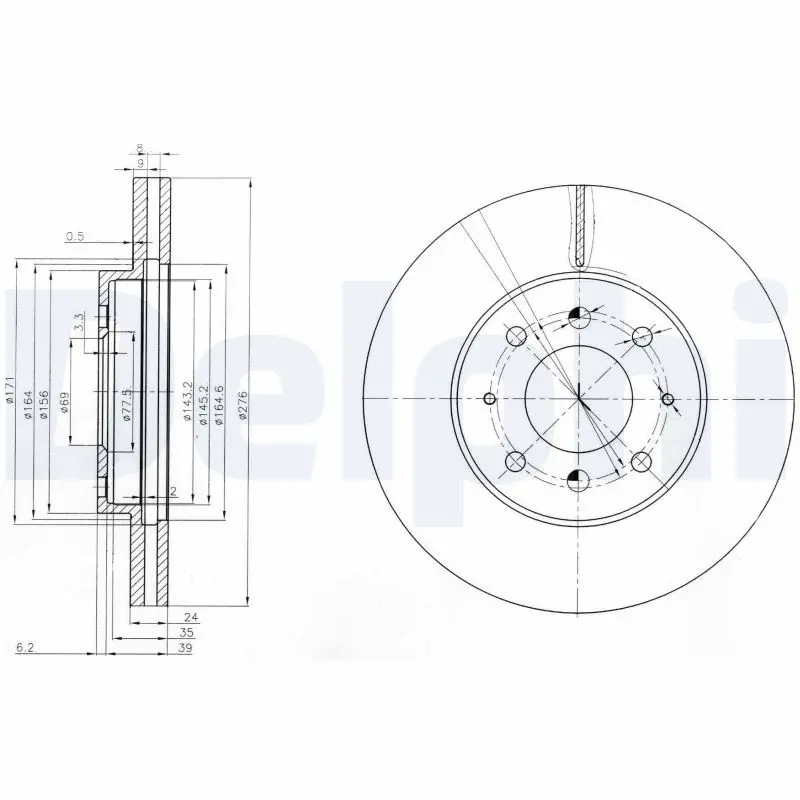 DELPHI BG3810 Тормозной диск