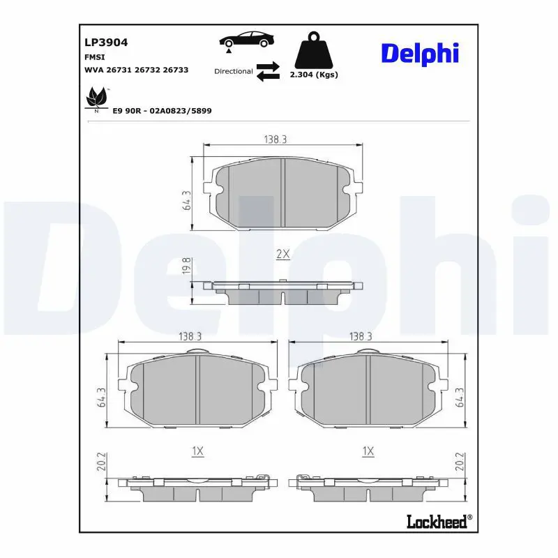 DELPHI LP3904 Комплект тормозных колодок,