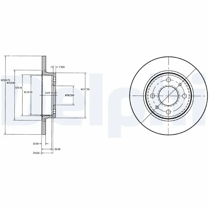 DELPHI BG2466 Тормозной диск