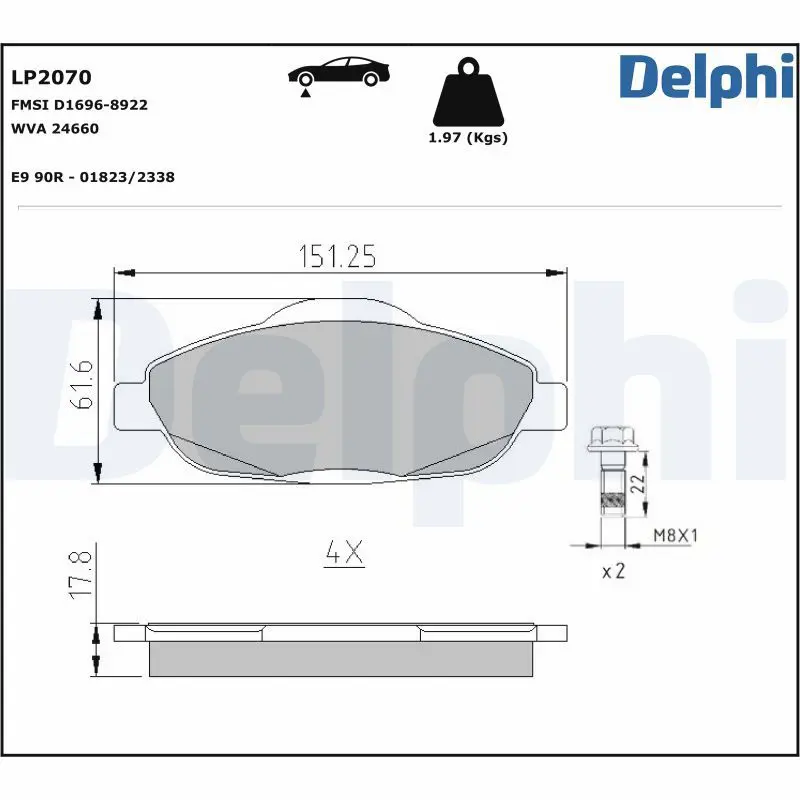 Delphi LP2070 Колодки торм.пер./дат.