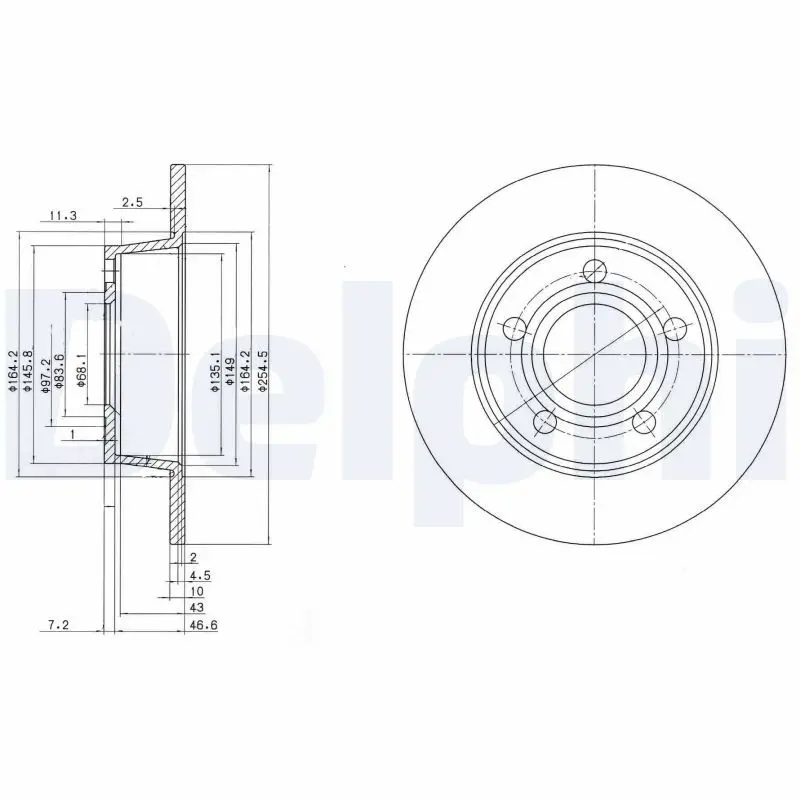 Delphi BG3672 Диск тормозной задний