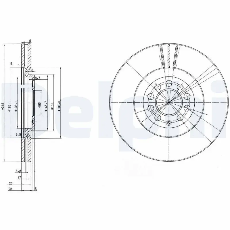 Delphi BG3528 Диск тормозной 2шт в упаковке