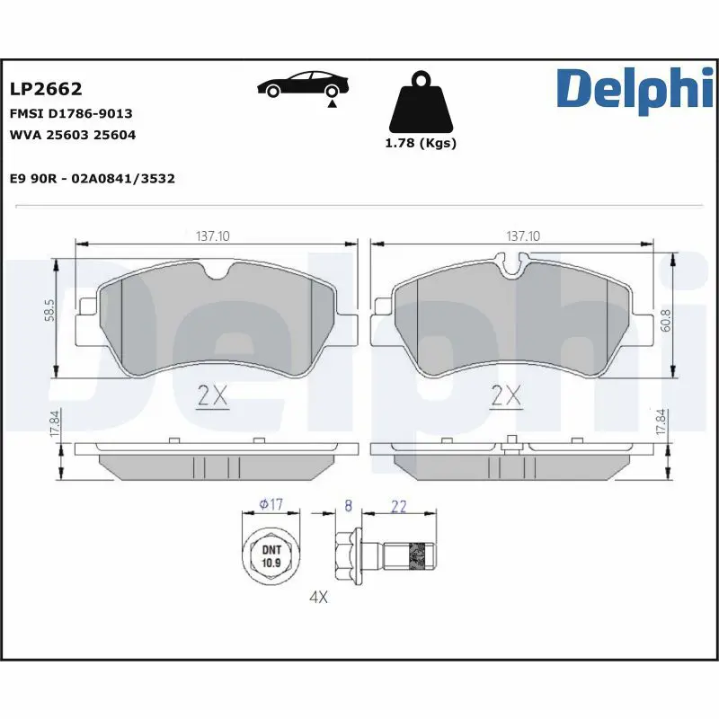 Delphi LP2662 Колодки задние FORD TRANSIT