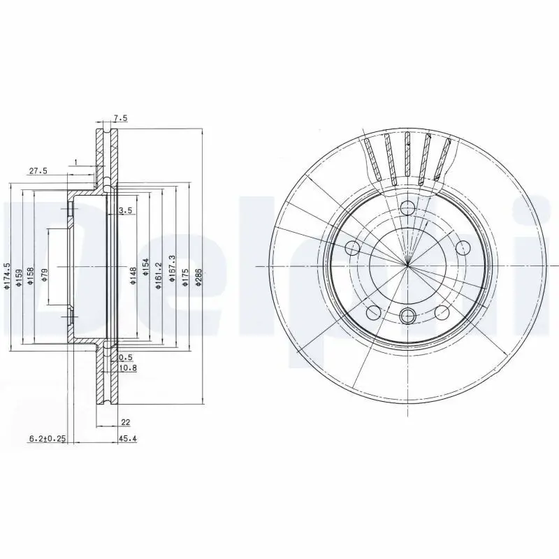 DELPHI BG2623C Тормозной диск