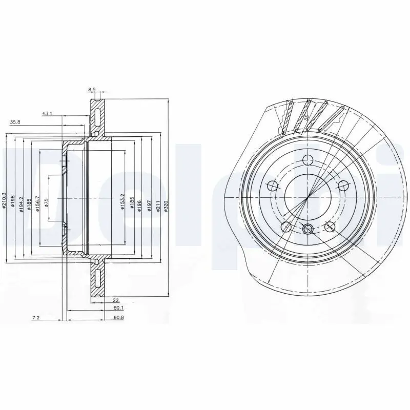 Delphi BG3943 Диск тормозной