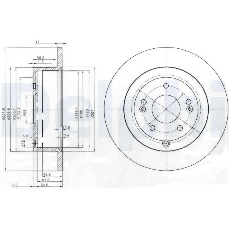 Delphi BG4136 Диск тормозной задний HYUNDAI