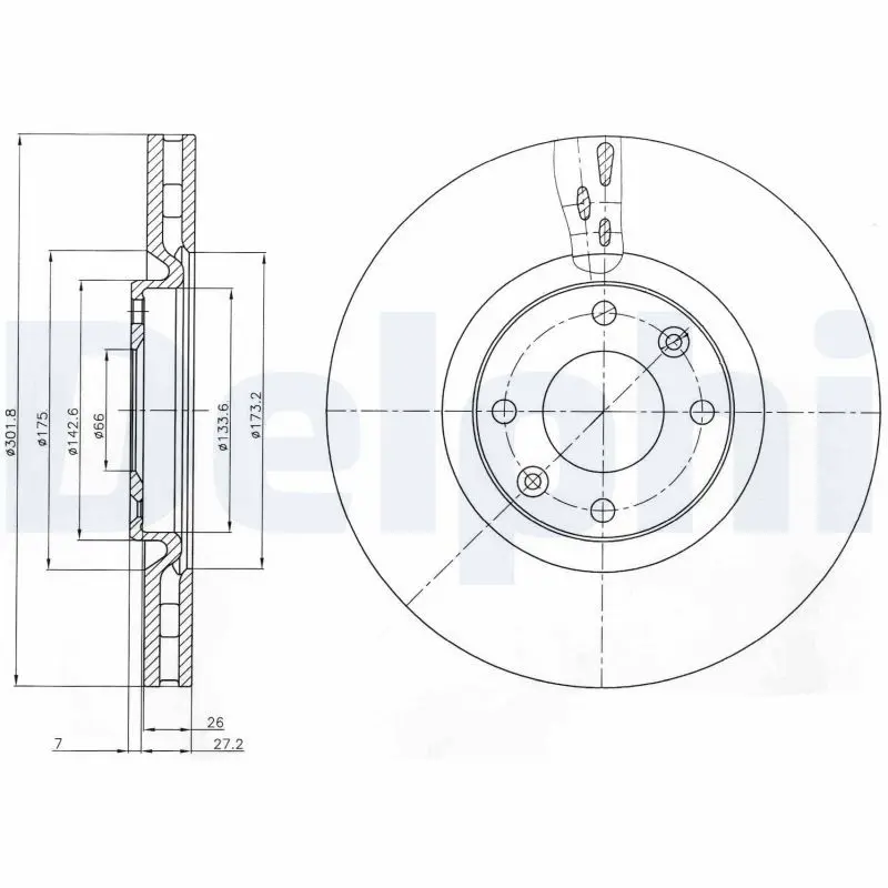 Delphi BG4166 Диск тормозной передний
