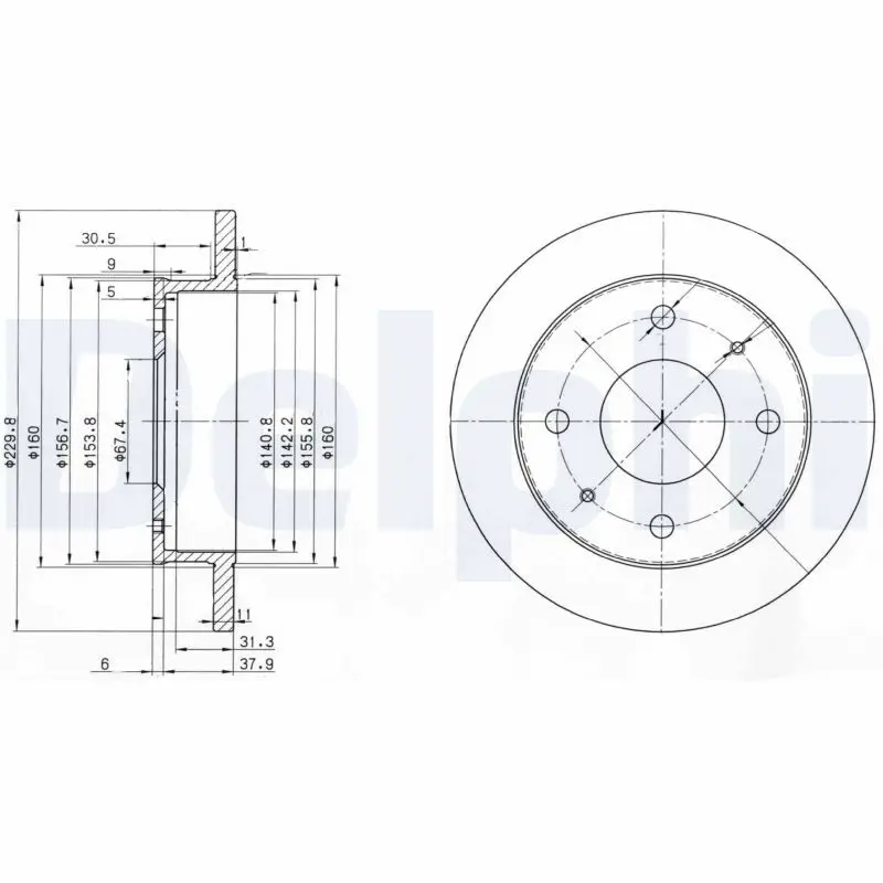 DELPHI BG3618 Тормозной диск