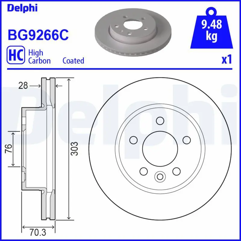 Delphi BG9266C Тормозной диск